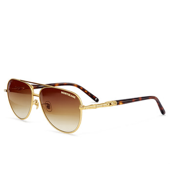 Montblanc MB0331S Gold Havana / Amber Brown  Sunglasses Unisex Classic Style