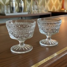 Anchor Hocking Wexford Dessert Bowls, Set of 2, Vtg Pressed Glass Parfait Cups