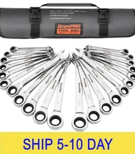 Ratcheting Wrench Set, Combination Wrench Set, 22-Piece SAE & Metric and Standar