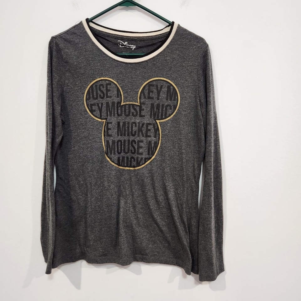 Disney Mickey Mouse Womens Long Sleeve Grey T-Shirt Size 14-16 