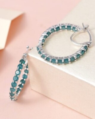 AAA Grandidierite Inside Out Hoop Earrings Platinum Over Sterling Silver 2.75ctw