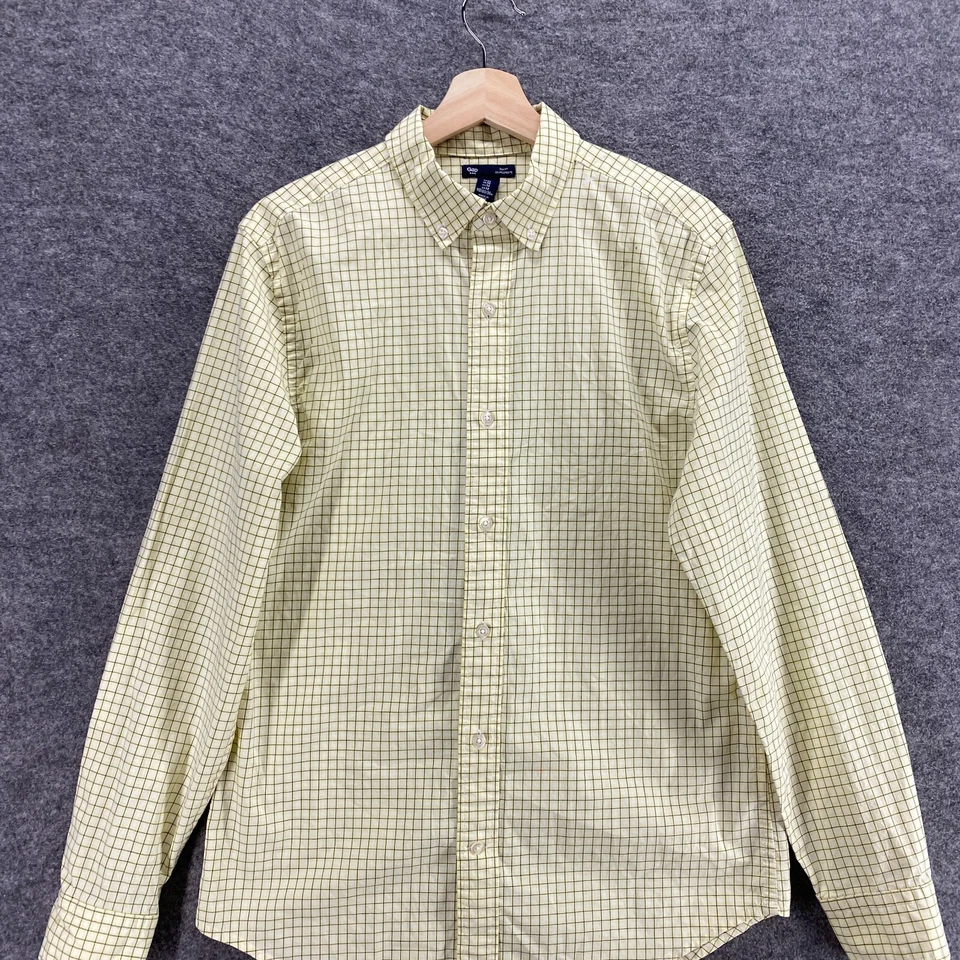 Gap Shirt Men M Medium Yellow Plaid Button Up Collared LongSleeve Cotton Regular - Image 3 of 4