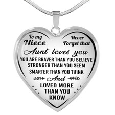 To My Niece Necklace Heart Pendant Gift From Auntie Never Forget Aunt Loves You