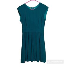 Rebecca Taylor Sz 6 Peacock Green Cap Sleeve Textured Fit Flare Dress NWT