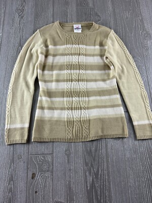 Vintage Mondi Sports Womens Sweater Tan Striped Size 38