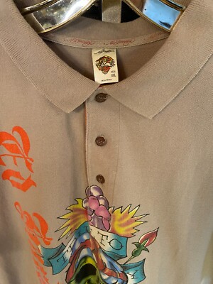 トップス Christian Audigier skull stone polo Ed Hardy Christian Audigier NYC Rhinestone Skull Polo Yellow