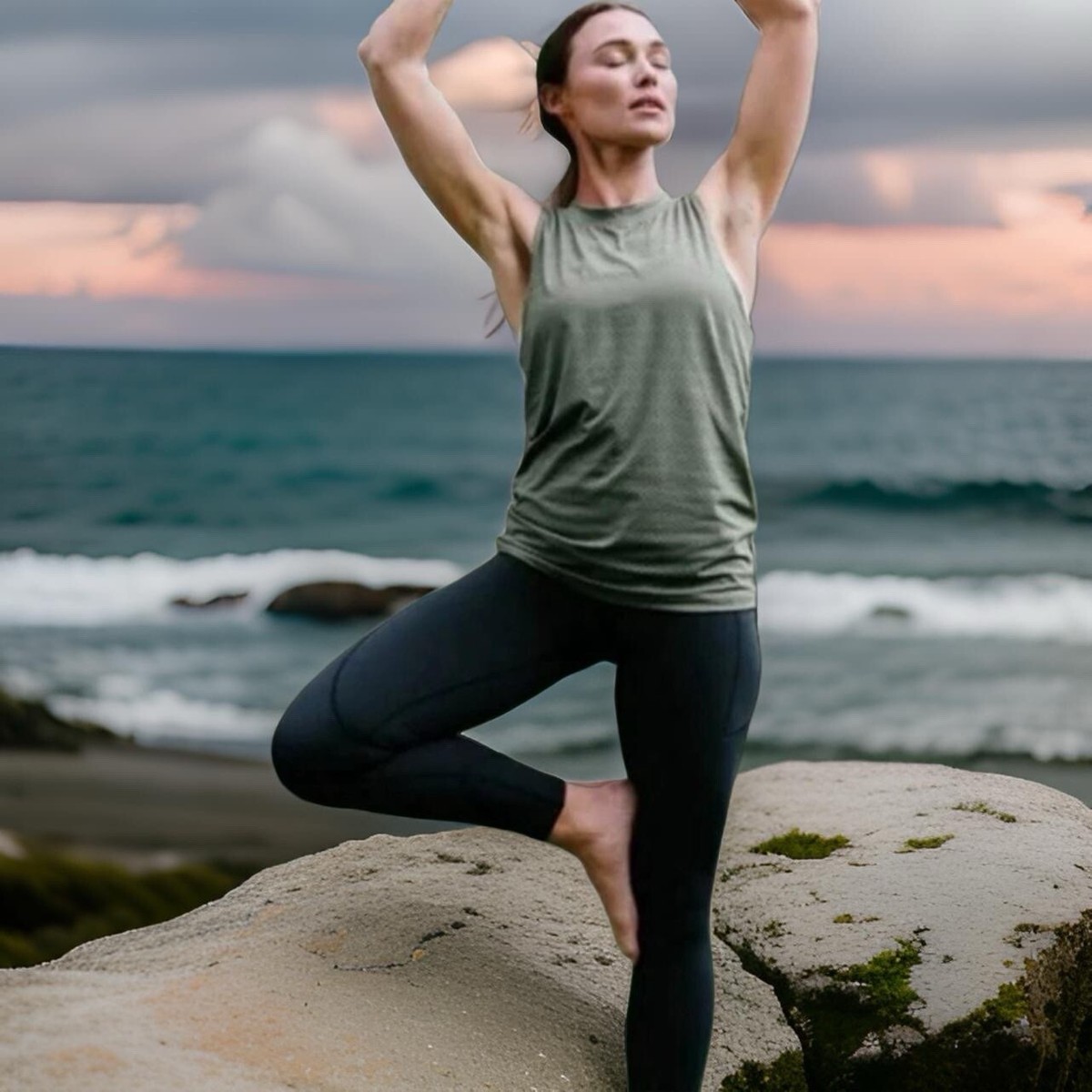 Zyia Active Chill Olive Green Shirt, Size EUC!