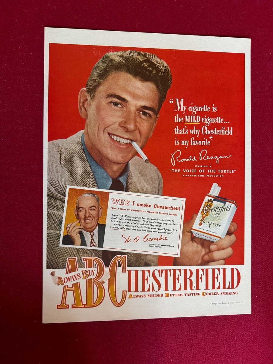 ronald reagan chesterfield cigarette poster 1948, Ronald Reagan, Original 