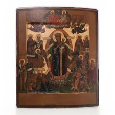 🌈 Antica Icona russa Madre di Dio gioia di tutti gli afflitti  XIX sec.