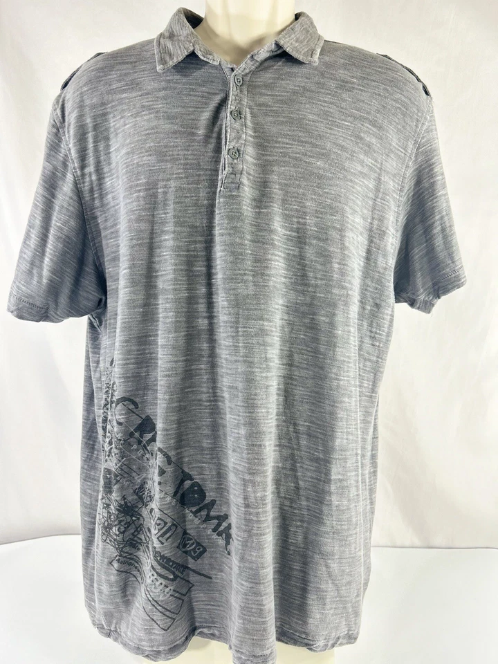 PD & C Men Polo Shirt Size XLarge Gray 100% Cotton Collars Light Weight - Image 3 of 4