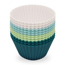 12 Pack Reusable Non Stick Jumbo Silicone Baking Cups Cupcake Muffin Liners