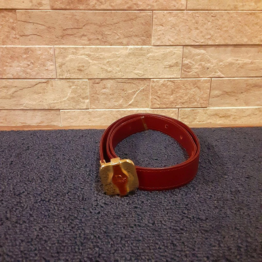 Ceinture mode Christian Dior dorée vin rouge avec boucle   Accès authentique femme
