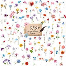 330 PCS Natural Flower Stickers, Self-Adhesive PVC Nature Floral Stickers for S