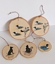 Handmade Birch Wood Wall Art Hanging Ornament Loon, Bird, Cat, Dog etc.