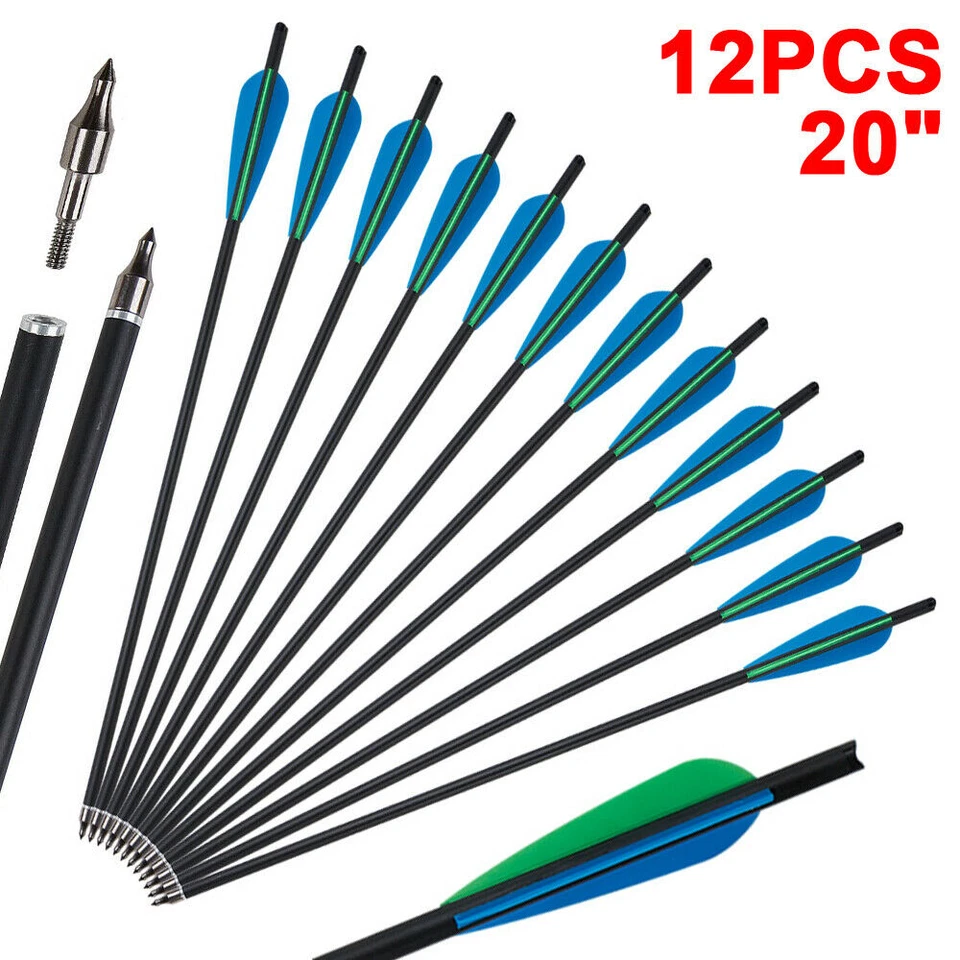 12 piezas flechas de carbono 17"/20"/22" OD 8,8 mm pernos de ballesta o carcaj objetivo caza Foto 3 de 4