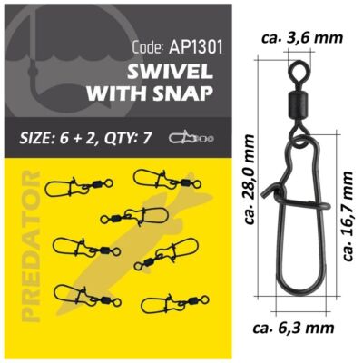 SWIVEL WITH SNAP swivel with carabiner life ORANGE predator easy carabiner swivel