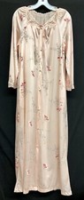 JCPenney Sz M Vtg Peach Floral Pignoir Silky Maxi Robe Union Made Womens