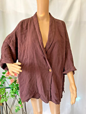 Free People Lou Blazer Shirt Size Xl Brown Oversized Button Up V Neck Free P&p!