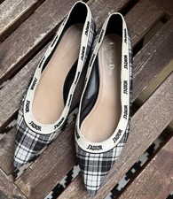 Christian Dior ballerine J'adior quadri tartan nero bianco 41 originali