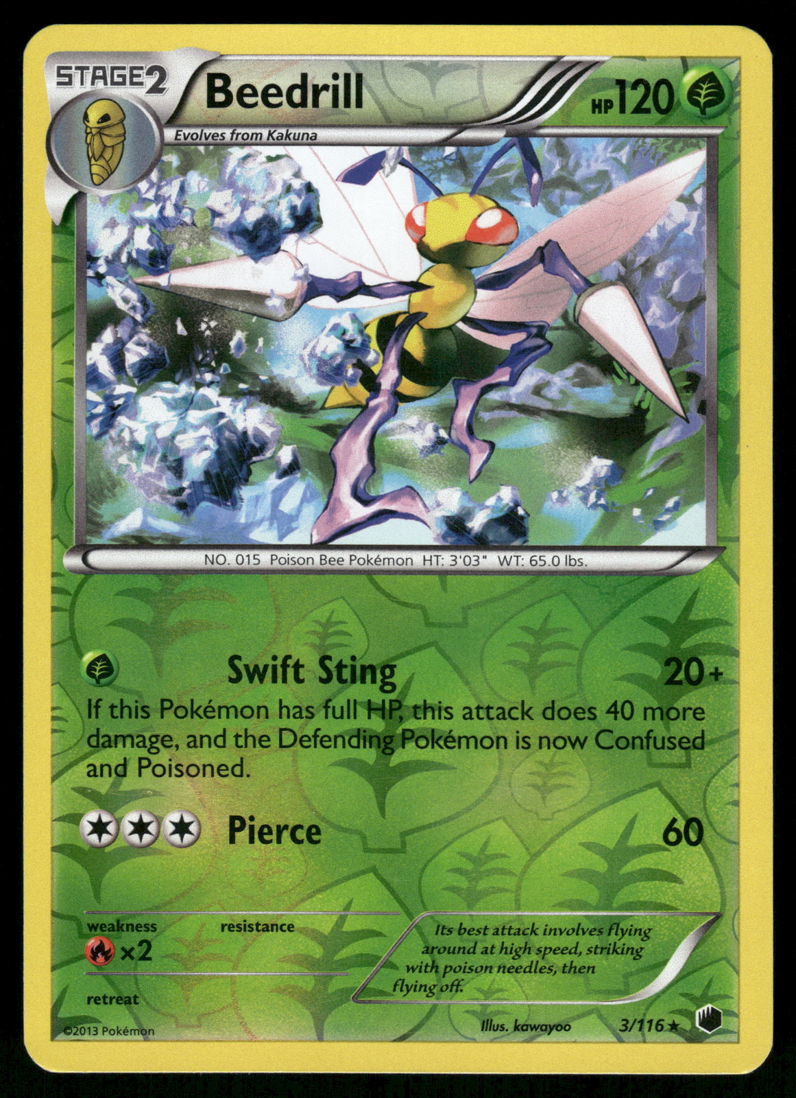 Beedrill Reverse Holo 3/116 Plasma Freeze Pokemon