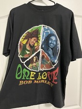VTG 90s Bob Marley One Love 2 Sided Bootleg Reggae Shirt Mens Medium 0265-4 