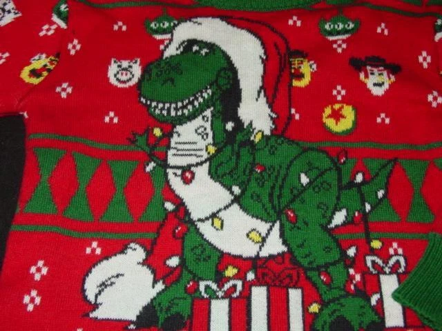 TOY STORY Feliz Rex-Mas Navidad Dinosaurio SUÉTER Camisa Niño Pequeño Talla 12M Meses Foto 2 de 4