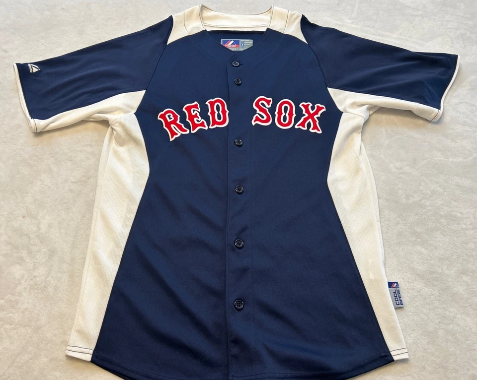Majestic 波士顿红袜队球衣小号蓝色白色酷底短袖 #12 MLB — 第 2/4 张图片