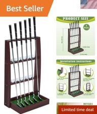 Golf Putter Stand Wooden Display Rack Golf Club Holder Stand, Brown Golf Club...