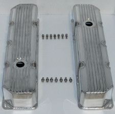 1976-87 Jeep Amc Pol Finned Fabricated Aluminum Valve Covers V8 304 360 390 401