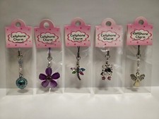 Set of 5 Cell Phone Charm Strap Dangle: Heart, Flower, Dragonfly, Shoes,  Angel