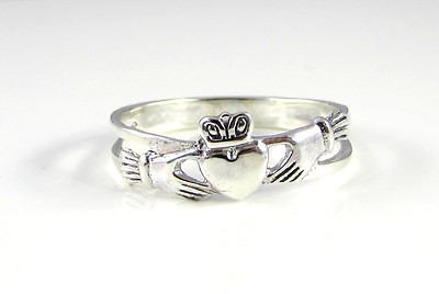 Handgefertigter 925 MASSIVER Sterlingsilber irisch-keltischer Claddagh Liebesring Größen J bis T