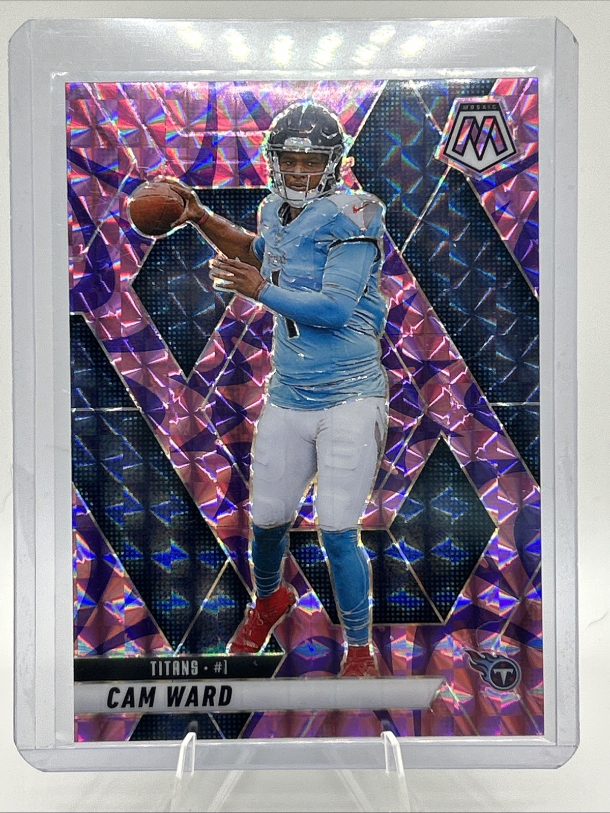 Cam Ward - 2025 Panini Mosaic Rookie #382 Purple Scope Prizm Titans RC SP