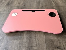 Pink Foldable Laptop Desk with Drawer, USB Ports, Fan, Light And Drawer
