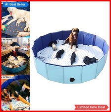 Round Whelping Box 63 Inch 12 Inch High PVC Foldable Portable Dog Birthing Pen
