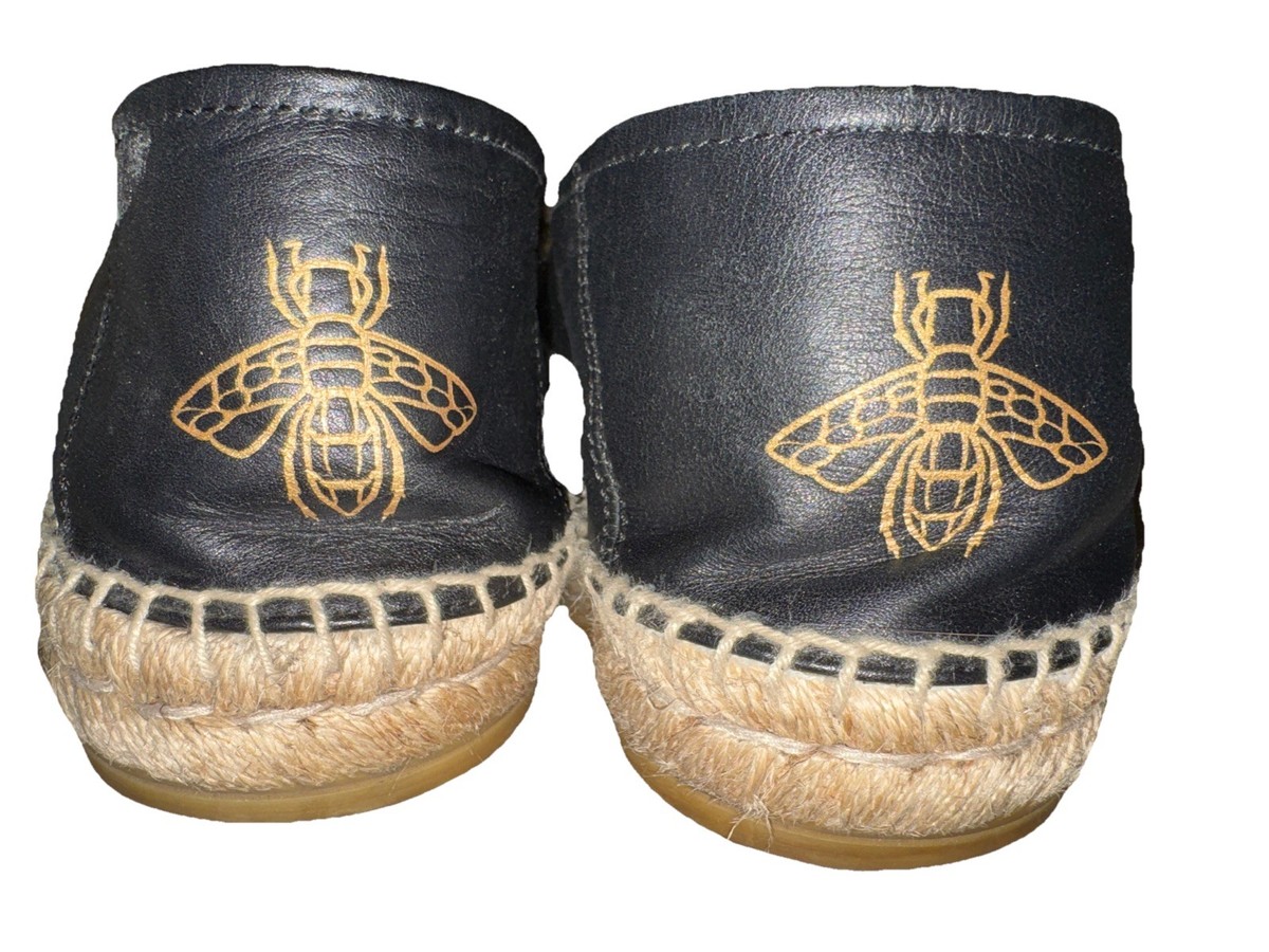 GUCCI Unisex Shoes WORLDWIDE Leather ESPADRILLES EMBROIDERED, Size