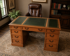 Quality vintage Sligh‑Lowry desk made in Holland, MI. Solid wood construction