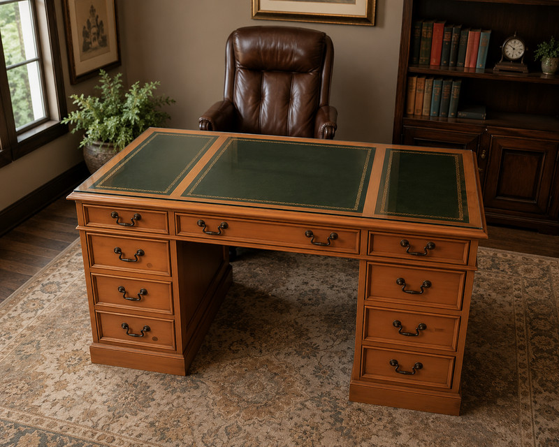 Quality vintage Sligh‑Lowry desk made in Holland, MI. Solid wood construction