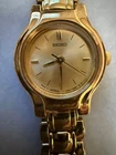 Vintage Seiko Womens V401-1111 Quartz Watch Gold Bracelet Band Dial Round Petite