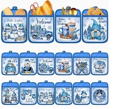 Winter Holiday Snowman Pot Holders , hot pad-Decorative- Gift Idea 7x9 inches