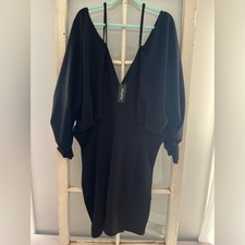 Boohoo Dress , black NWT size 20 cold shoulder wrap