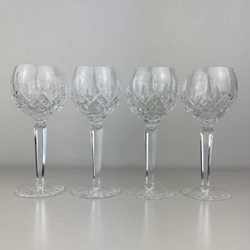 Set Of 4 Waterford LISMORE Vintage Wine Hocks Glasses 7 3/8" Ireland Vintage