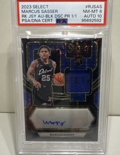 2023 Select Marcus Sasser Rookie Jersey Auto Black Disco Prizm 1/1 PSA 8 AUTO 10