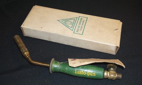 Vintage No. 2 Insto-Gas Acetylene Torch ~ Green Handle ~ Near Mint w/ OB