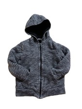 Boys Old Navy Coat SZ S 6-7 ZIP UP with Hood  Pockets Black/Gray