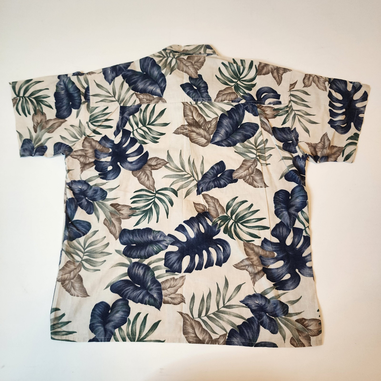 Ralph Lauren Chaps Men's Shirt Mens L Button Ivory Floral Pattern Linen Blend image 3