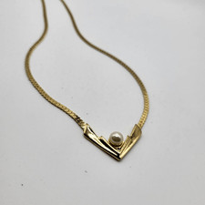 Pearl and Daimond? Dainty Gold V Shaped Necklace