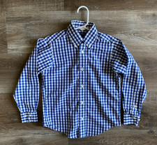 BROOKS BROTHERS Fleece blue plaid button down shirt boy's size XS Extra Small