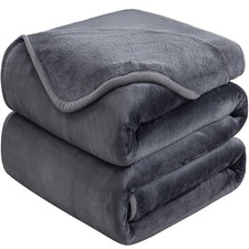 Queen Size Fleece Blanket 90x90 inches Soft Lightweight Microplush Dark Gray