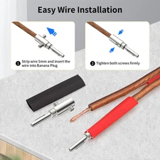 Silver Plated Banana Plugs, Screw Locking 4MM HiFi Speaker Connectors for Spe...