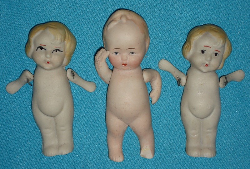 Trio! Vintage BISQUE DOLLS